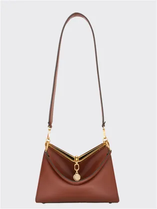 Metal and Leather Harmony Luxe Brown Crossbody Bag