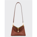 Metal and Leather Harmony Luxe Brown Crossbody Bag