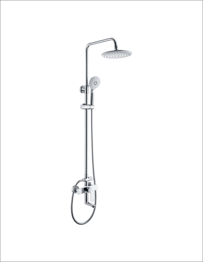 Chrome White Bathroom Rain Shower Mixer Faucet Sets