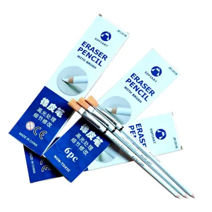 White Sketch Eraser Pencil with Brush