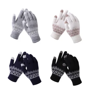 Europe Style Touch Screen Knit Gloves - Cheap Winter Women's Jacquard Gloves