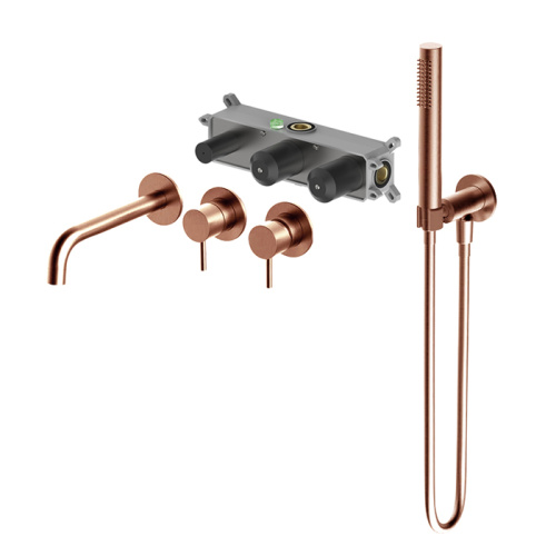 Gold Wall Mount Roman Tub Faucet With Sprayer