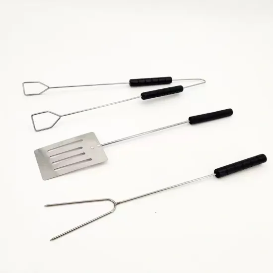 3 PCS Spatula Fork Tongs Barbecue Grilling Utensil Cooking Tools Kit BBQ Tool Set