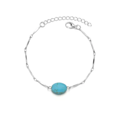 Retro Fashion Oval Turquoise Bracelet Adjustable Bracelet