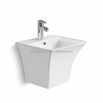 European Style Smooth White Wall Hung Sink - Dubai Bathroom Ceramic Square Basin
