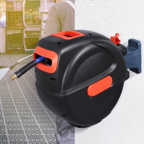 Air Hose Reel Infällbar väggmontering Compact Automatisk komprimerad flexzilla Självdragande bärbar tryck Auto Rewind