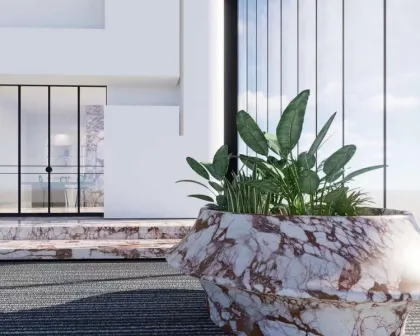 Luxury Home Decor: Polished Bvlgari Pink Marble Slab for Dining Table Tops