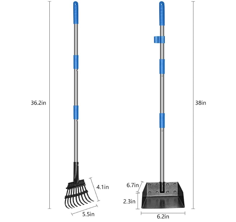 Long Handle Pet Poop Tray and Rake Set