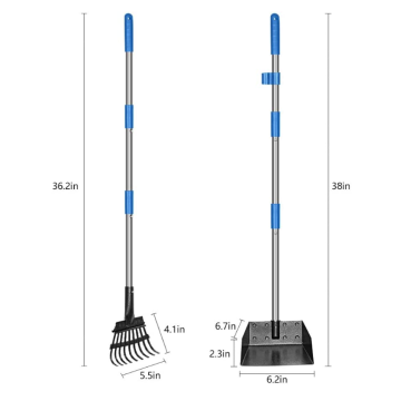 Långt handtag Pet Poop-bricka och rake set