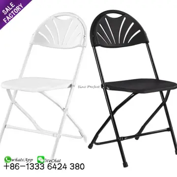Sinoperfect Foldable Plastic Chair - White Black | For Weddings, Parties & Outdoor Events