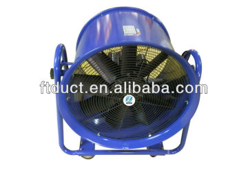 blue color industrial fan with 4-wheel
