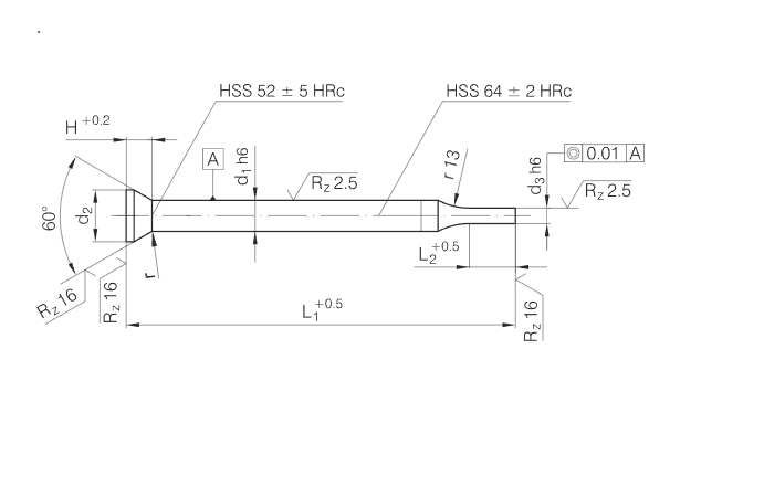 ISO9181/DIN9861 HSS Stepped Punches with Conical Head 