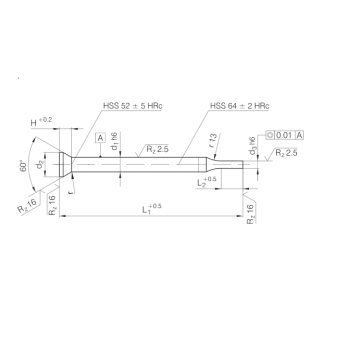 ISO9181 / DIN9861 HSS段付きパンチ、円錐形ヘッド