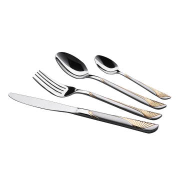 Luxus 84pc Gold Edelstahl Besteck Set für Hotels und Restaurants
