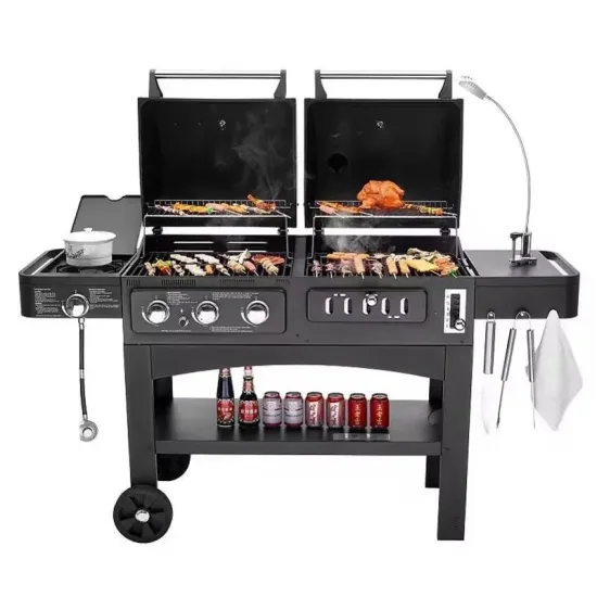 Hot Sale Cold Rolled Plate China Barbecue Grill Commercial 2 in 1 Gas and Charcoal BBQ Grill