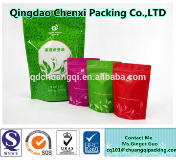 China wholesale accept custom order tea leaves packaging bag pouch with top ziplock closure