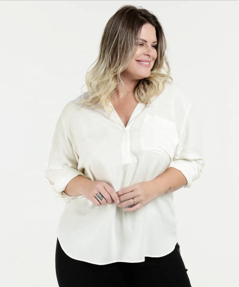 2020 Plus Size långärmad blus