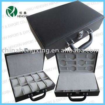 Black Leather watch case / box watch display case pu watch case