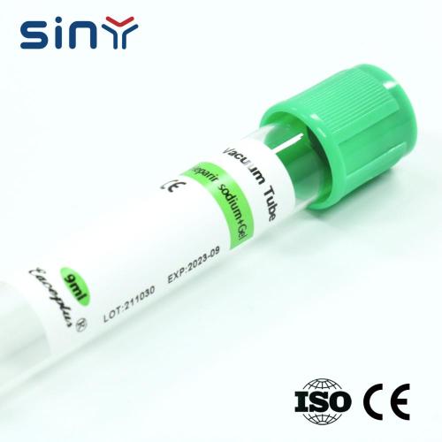 Tubo de heparina de sodio de 9 ml para recolección de sangre