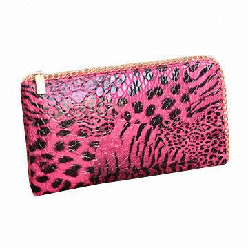 Stylish Rectangle Women's Wallets with Fuchsia Leopard Printed Pattern, Various Colors are Available