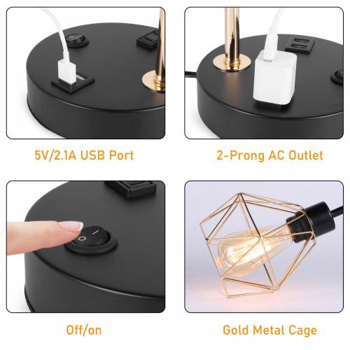 Industrietischlampen mit USB -Ladeanschlüssen