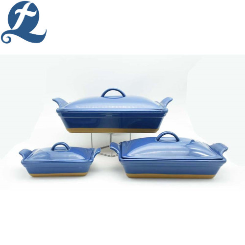 Factory direct Kitchen handle ceramic bakeware with lid