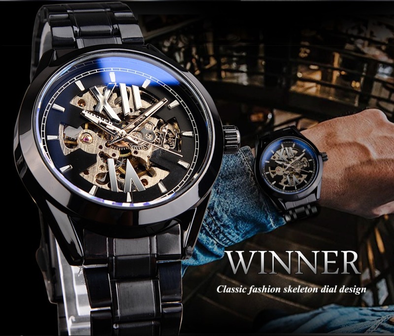 SLZg101 Men's Automatic Mechanical Watch with Stainless Steel Band and Water Resistance - Fashion Hollow Out Design