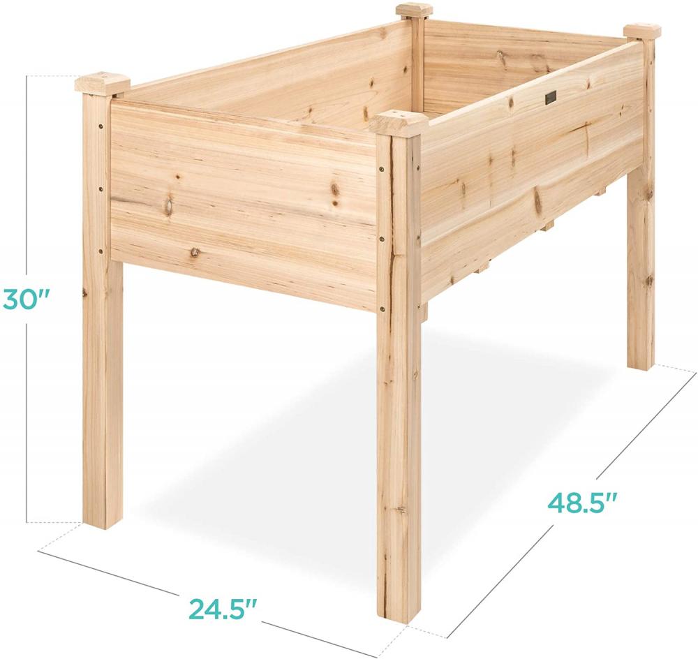 Cama de jardim elevada de 48 x 24 x 30 pol. Caixa elevada para plantador de madeira