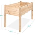 Caja de jardinera de madera elevada con cama de jardín elevada de 48x24x30 pulgadas