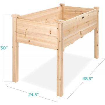 Cama de jardim elevada de 48 x 24 x 30 pol. Caixa elevada para plantador de madeira