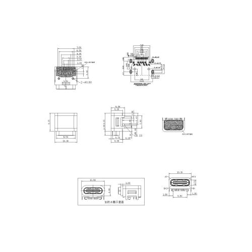 Type-C 24P Female Waterproof 90° SMT