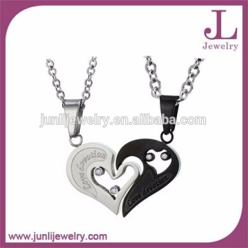 2pcs His And Hers Heart Shape "I Love You" Stainless steel Couple Pendant
