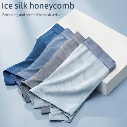 Ice Silk Men's Boxer Briefs - Solid Slim Underwear