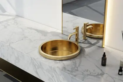 Meiao Round Gold Bathroom Countertop Basin