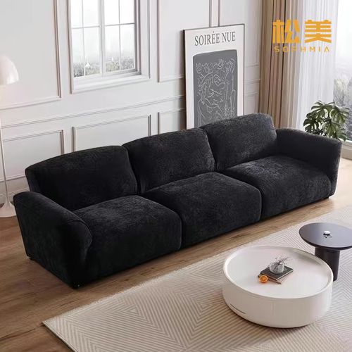 Большой черный сегментированный мягкий диван