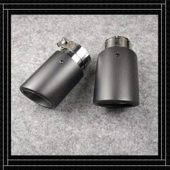 1 piece Top quality Crimping Exhaust system Matte Black Exhaust Exhaust Car universal Carbon fiber +Stainless Steel Muffler tip