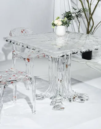 Transparent Brook Square Crystal Side Table