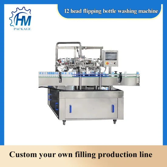Automatic 12 head flipping bottle washing machine cleaner and washer
