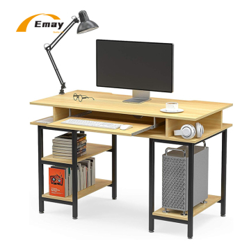 Home Office Computer Desk with Keyboard Tray, Shelves, and CPU Storage