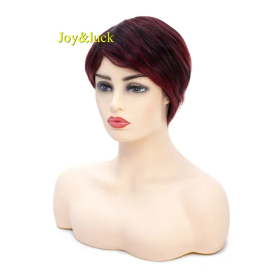 Woman Hair Wig Wholesale Wigs Ladies Hair Party or Daily Hairstyle Black Ombre Red Natural Straight Short Synthetic Hair Wig