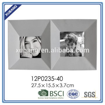 poly resin twin photo frame with mirror double use for table decor
