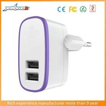 Privated Mould EU Power Adaptor AC Dual USB Wall Adapter with EU Round Pin Plug