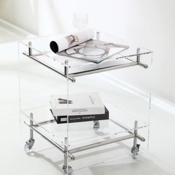 Transparent Movable Small Cart: Bedside Table, Coffee Table, Two-Layer Storage Rack