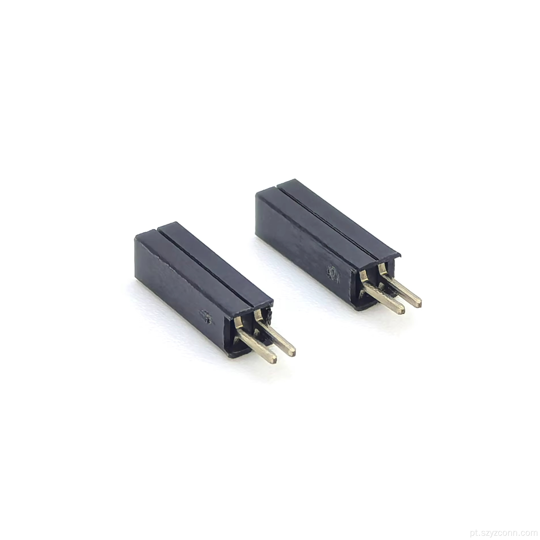 Conector de cabeçalho fêmea com passo de 1,27 mm reto 2P