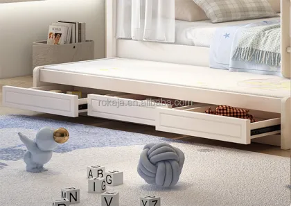 New Design Modern Children's Room Bunk Beds with Bookshelf and Slide Bed