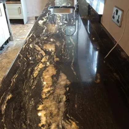 Brazilian Cosmic Black Granite Kitchen Countertops