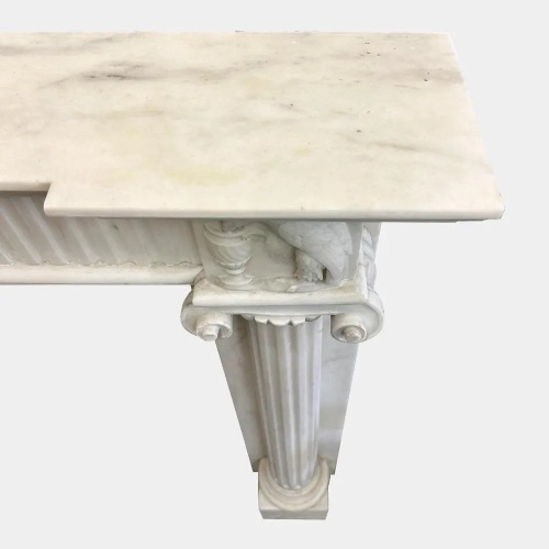 White Marble Fireplace Mantel with Fluted Columns