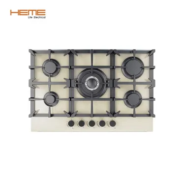 5 Burner Beige Glass Gas Cooktop for Home Kitchen - Built-in Gas Hob Chinese Supplier
