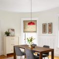 Red galss shade dining room LED pendant lamp