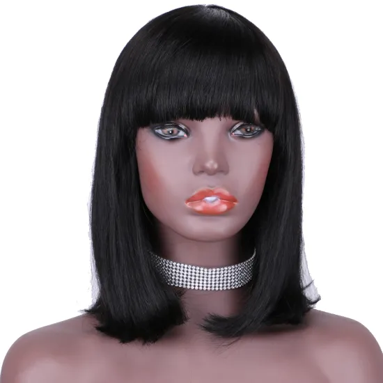 Straight black cheap wholesale short glueless private label inch bob pixie cut brazilian 100% human hair wig black women
